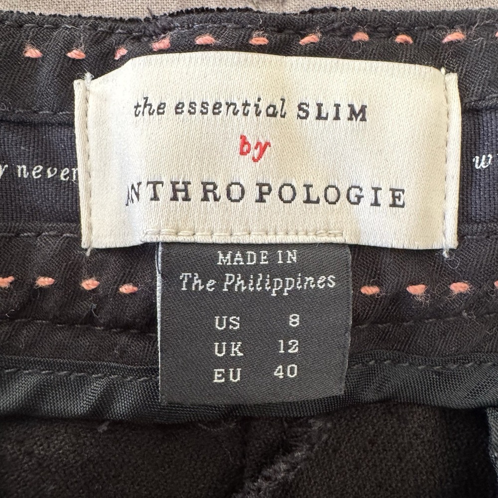 Anthropologie Essential Slim Black Velvet Ankle Pants Size 8 - Picture 6 of 9